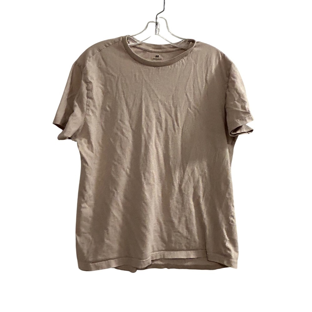 H&M‎ Regular Fit Men's Beige Cotton T-Shirt Size Medium Casual Basic